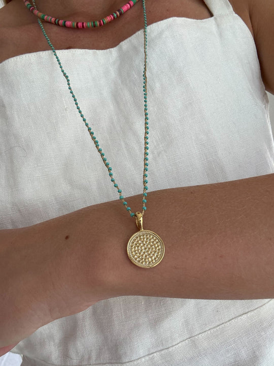 Turquoise Beaded Woven Necklace