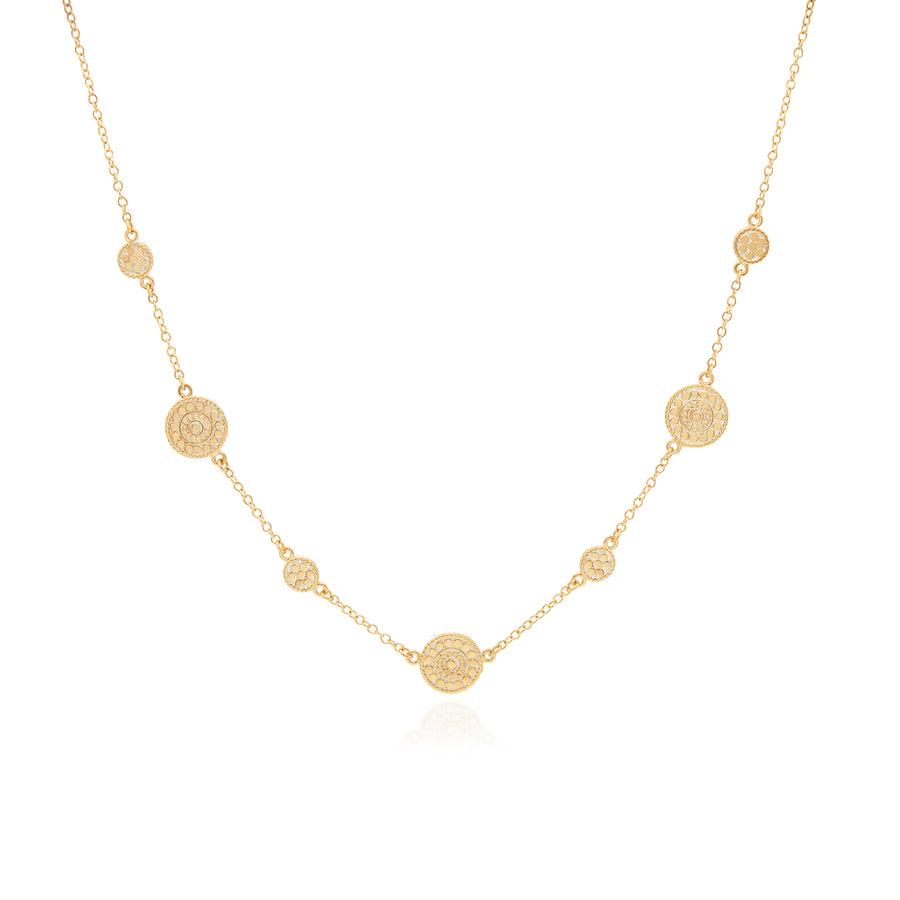 Contrast Dotted Station Collar Necklace - Gold
