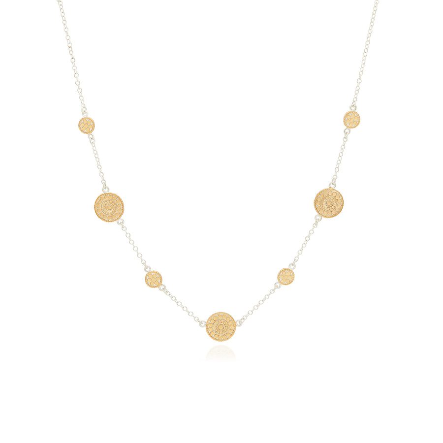 Contrast Dotted Station Collar Necklace - Gold and Silver