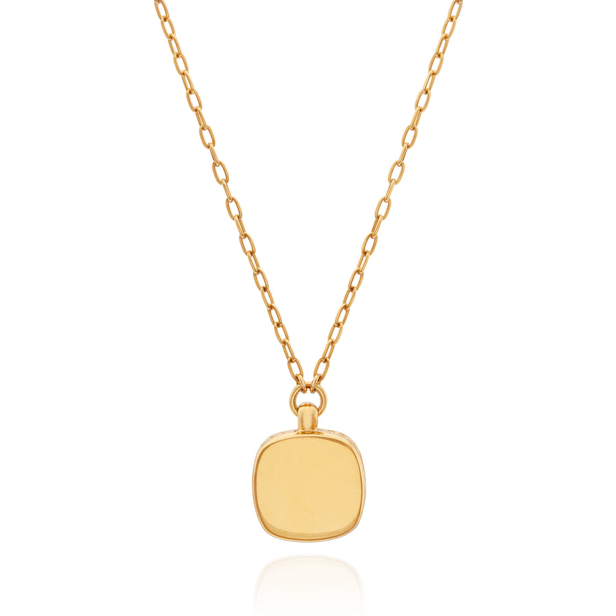 Small Hypersthene Cushion Pendant Necklace - Gold