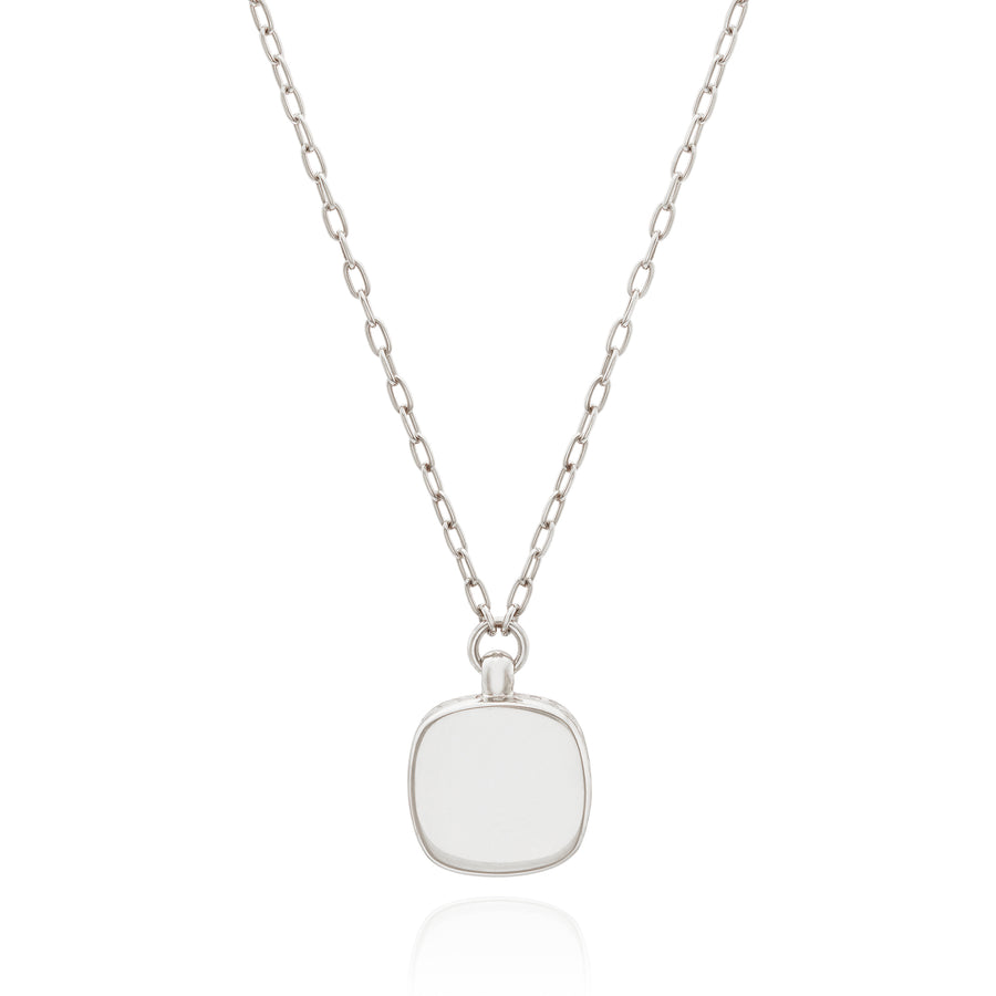 Small Hypersthene Cushion Pendant Necklace - Silver