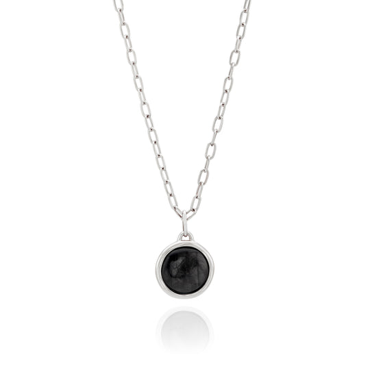 Large Wavy Hypersthene Pendant - Silver