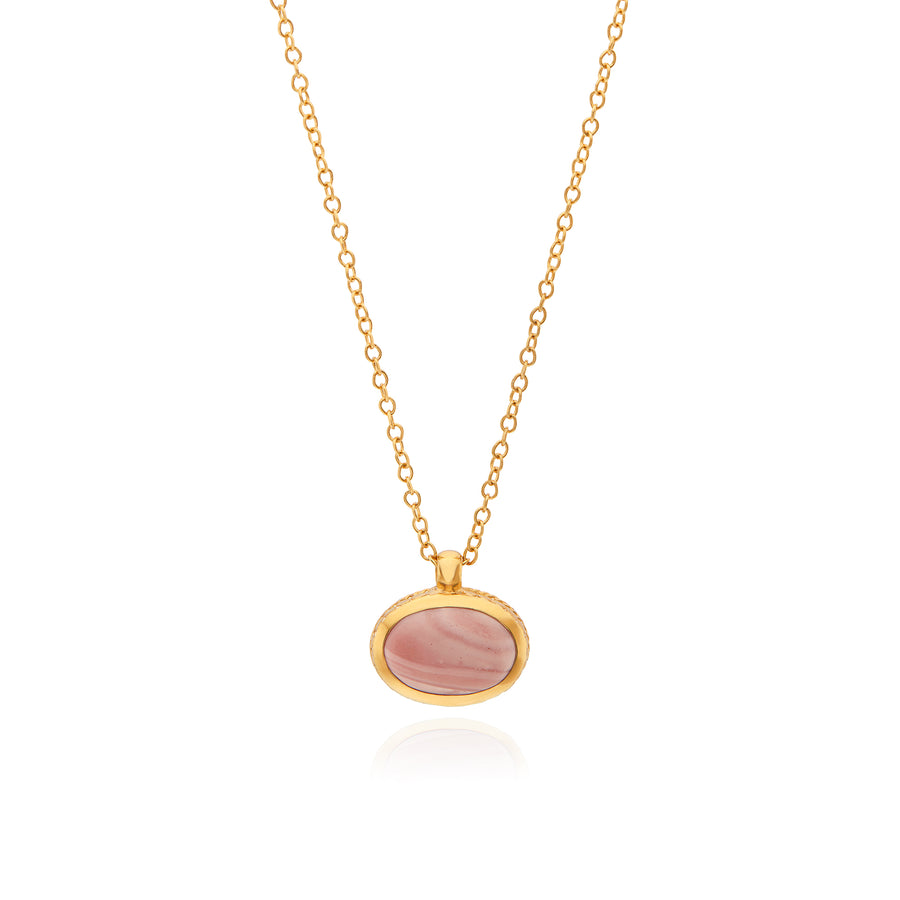 Small Pink Opal Pendant Necklace