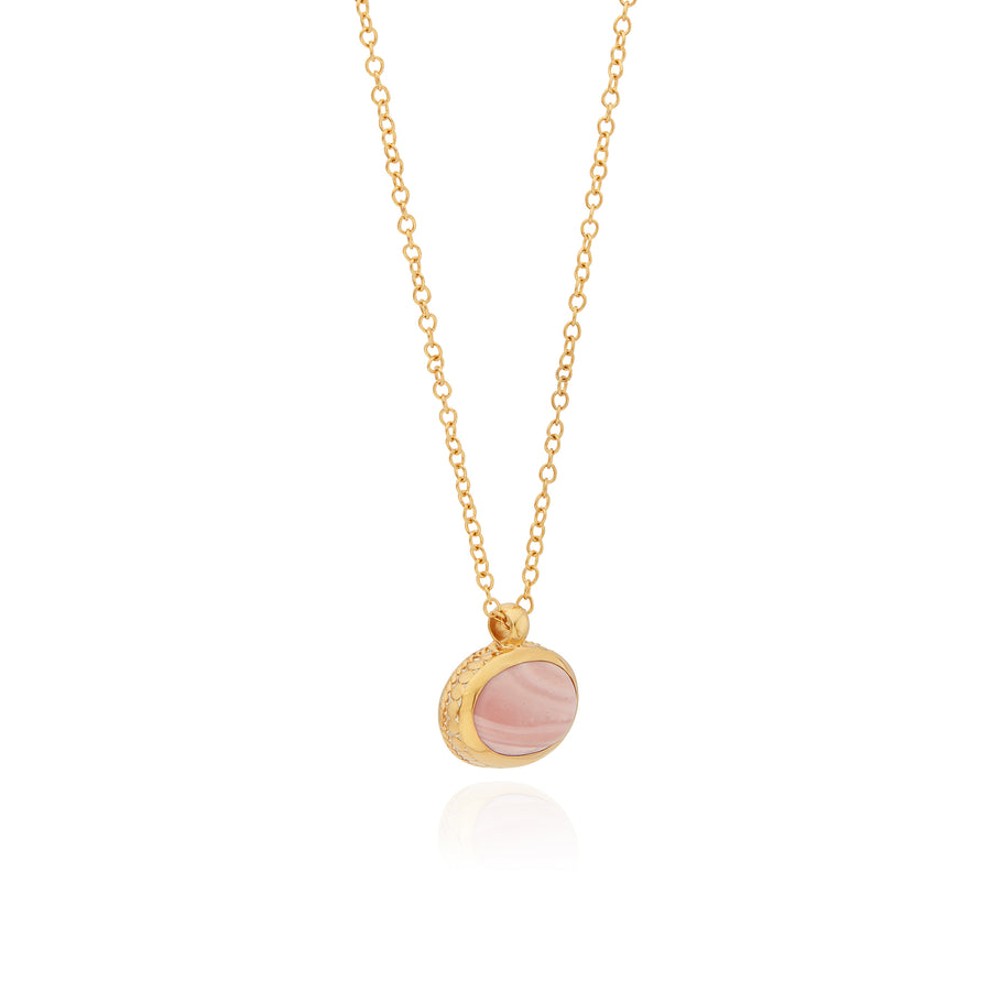 Small Pink Opal Pendant Necklace