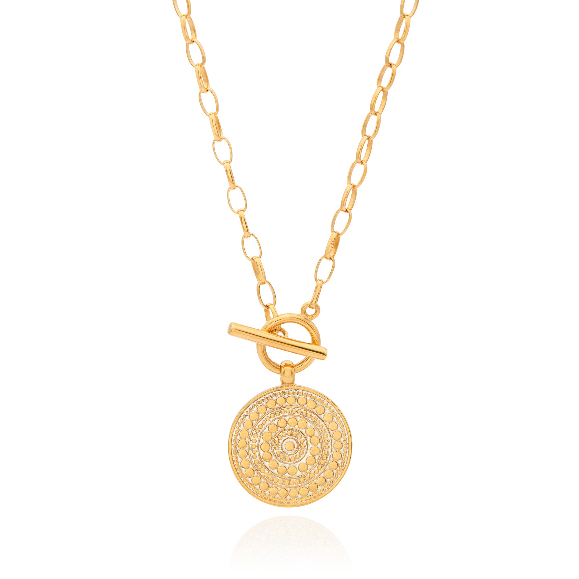 Contrast Dotted Circle Toggle Necklace - Gold | Handmade Jewelry | Anna ...