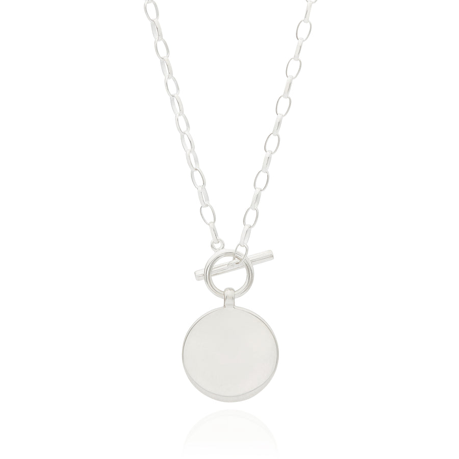 Contrast Dotted Circle Toggle Necklace - Gold & Silver