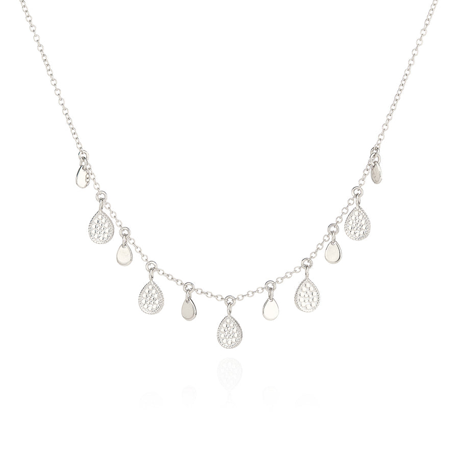 Teardrop Charm Necklace - Silver