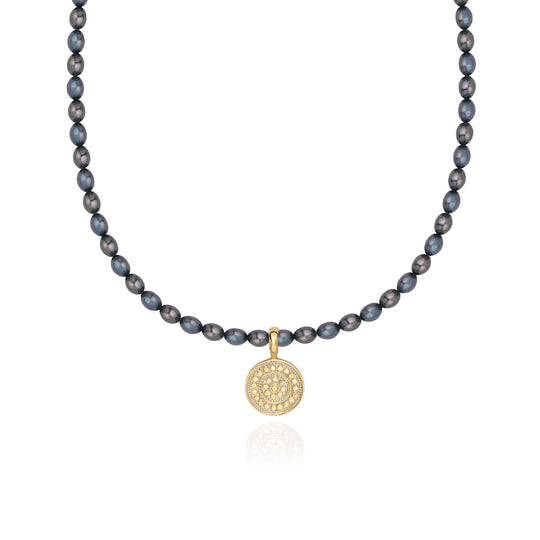 Blue Pearl Beaded Pendant Necklace - Large