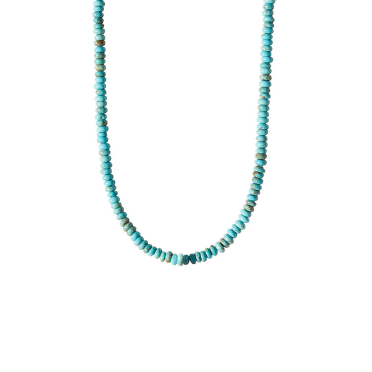 Turquoise Beaded Necklace - Gold