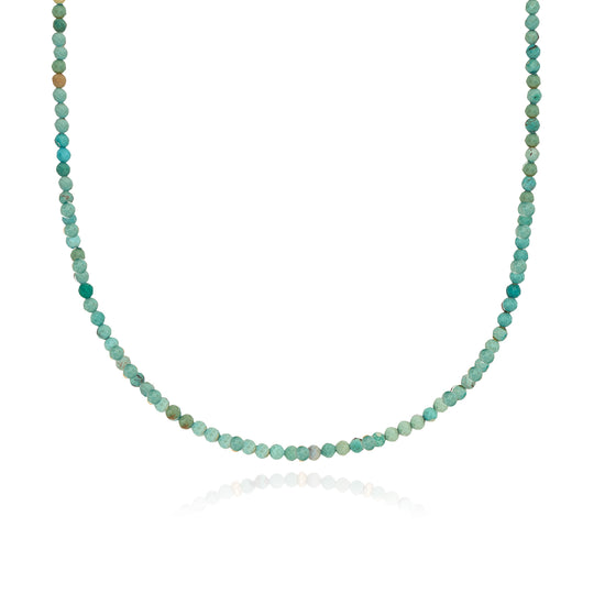 Mini Turquoise Beaded Necklace - Gold