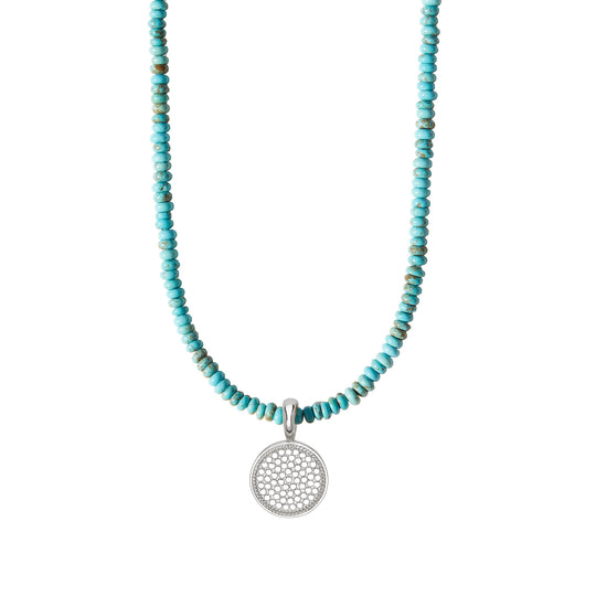 Turquoise Removable Pendant Necklace - Silver