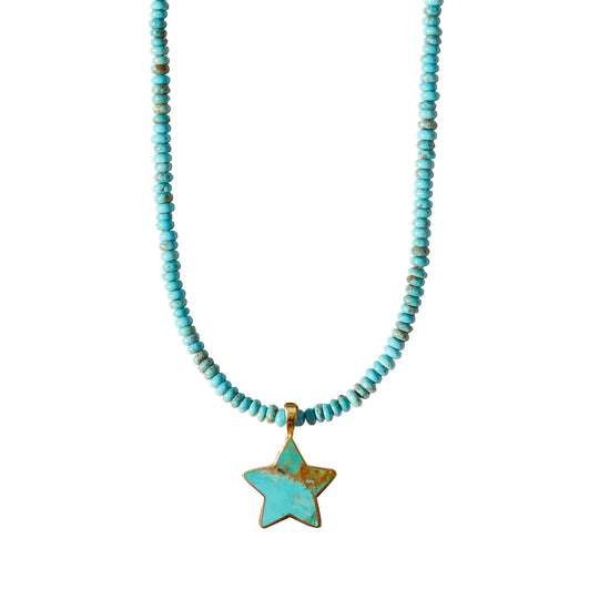 Turquoise Beads x Turquoise Star Necklace