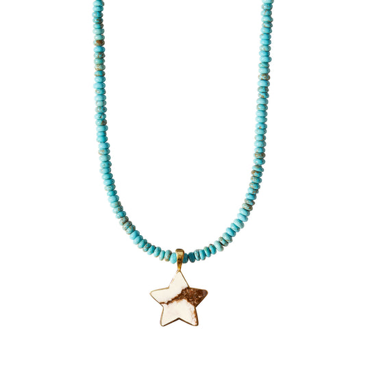 Turquoise Beads x White Buffalo Star Necklace