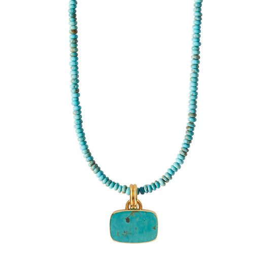 Turquoise Beads & Turquoise Cushion Removable Pendant