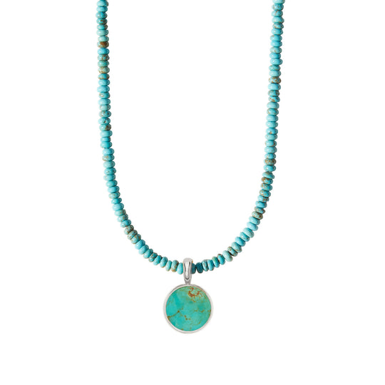 Turquoise Beads & Silver Turquoise Removable Pendant Necklace