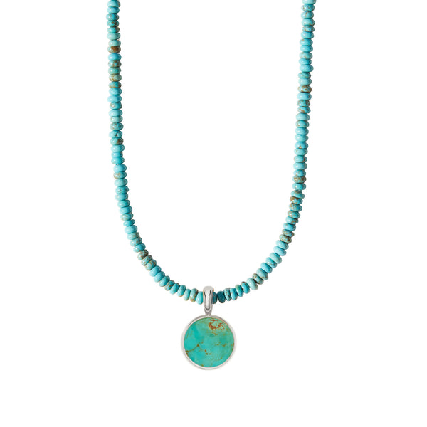 Turquoise Beads & Silver Turquoise Removable Pendant Necklace