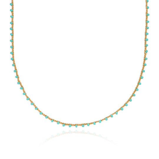 Turquoise Beaded Woven Necklace