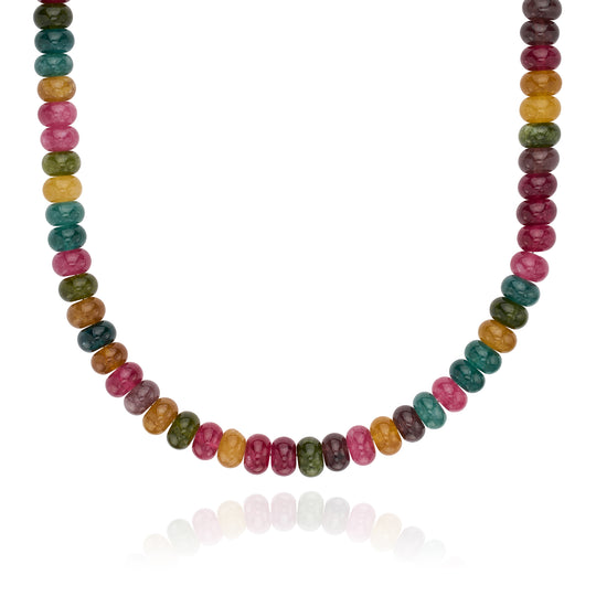 Multi-Color Jade Beaded Necklace - 20-22"