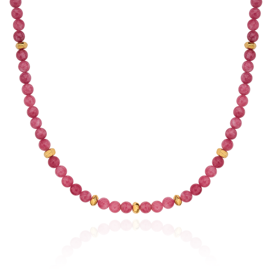 Strawberry Jade Beaded Necklace
