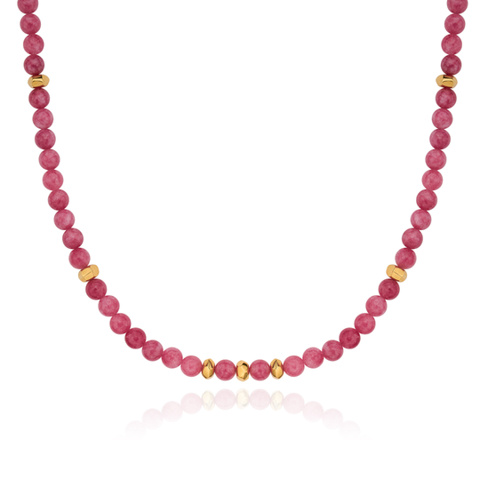 Strawberry Jade Beaded Necklace
