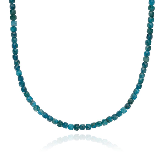 Cube Apatite Beaded Necklace - 15-17"