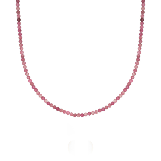 Pink Tourmaline Beaded Necklace - 15-17"