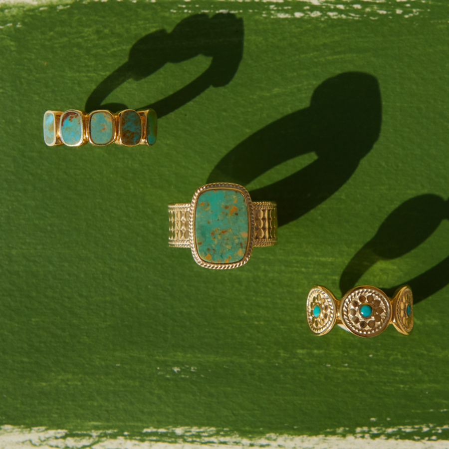 Medium Turquoise Cushion Ring | Handmade Jewelry | Anna Beck