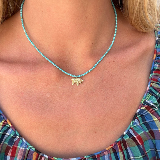 Turquoise Beads & Mini Elephant Necklace
