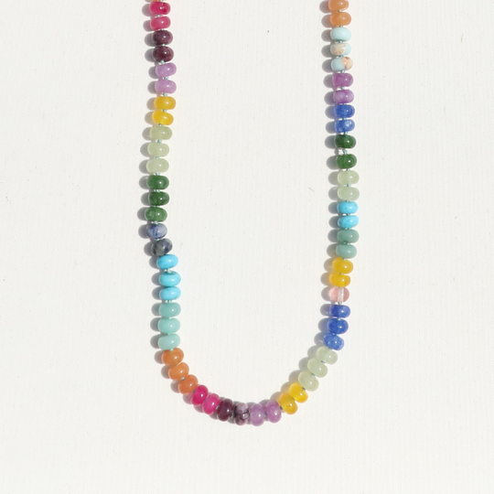 Rainbow Jade Beaded Necklace - 18"