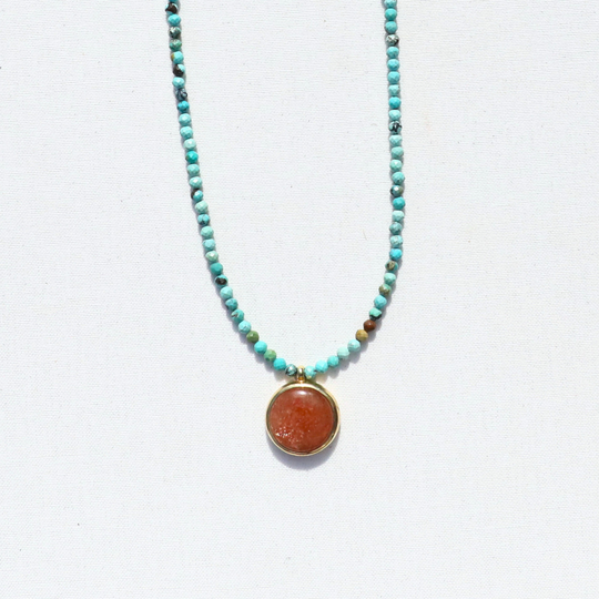 Turquoise & Sunstone Pendant Necklace