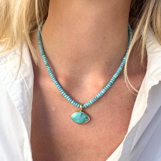 Turquoise Beads & Marquise Turquoise Removable Pendant