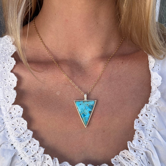 Long Turquoise Gold Necklace - AS IS - FINAL SALE