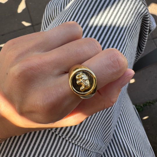 Elephant Signet Gold Ring - AS IS - FINAL SALE