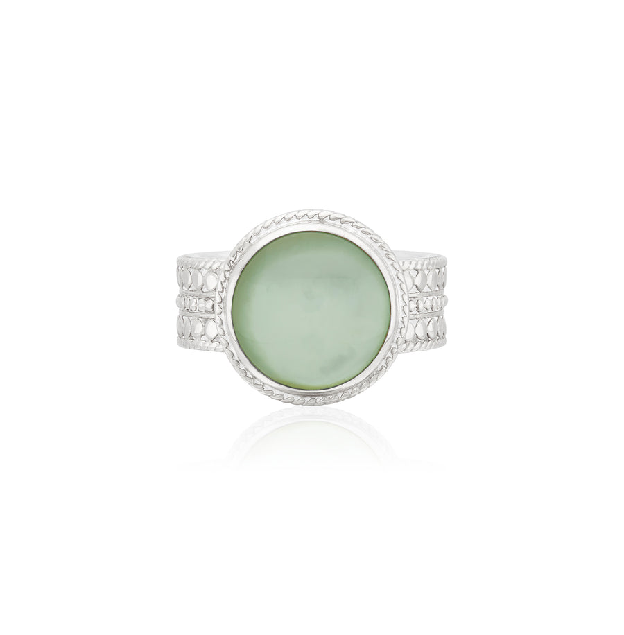 Green Quartz Cocktail Ring - Silver