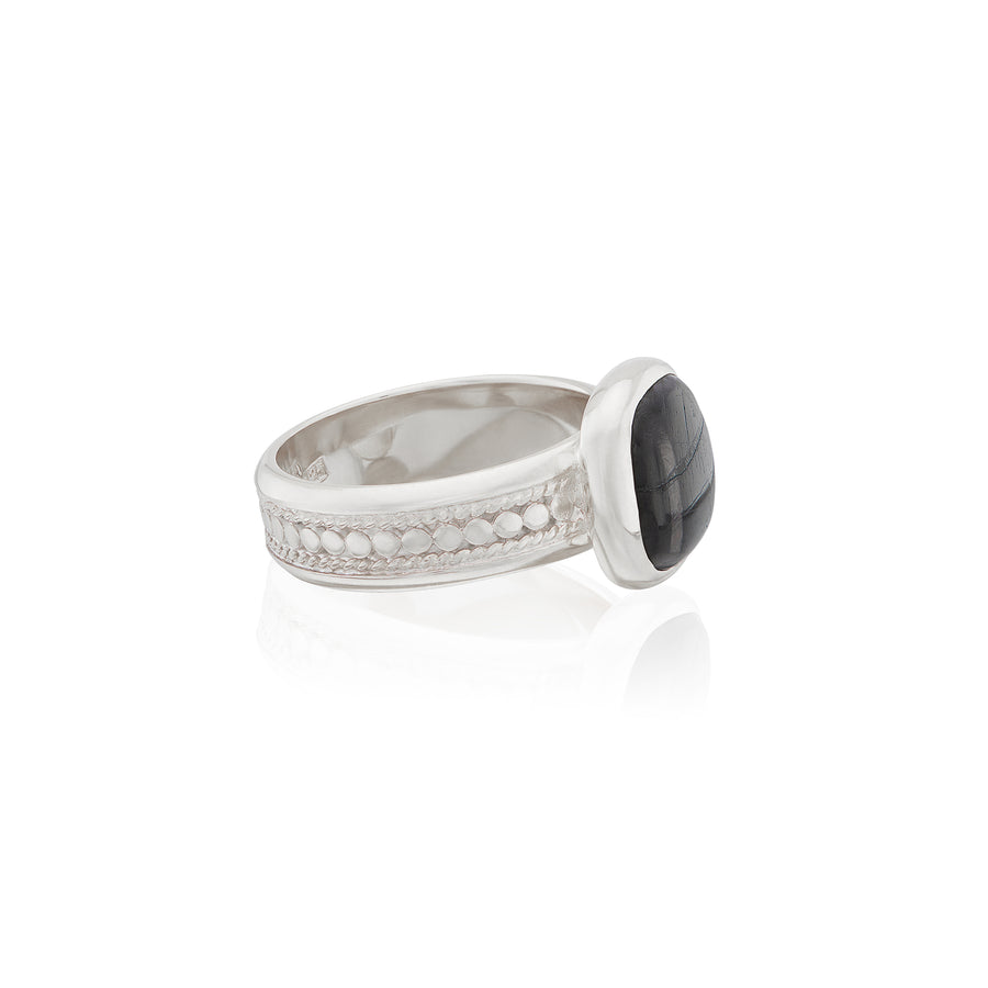 Hypersthene Cushion Cocktail Ring - Silver