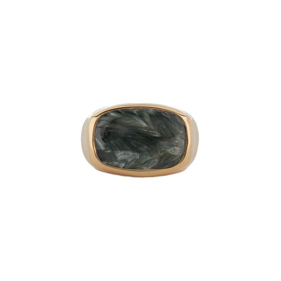 Large Cushion Seraphinite Signet Ring