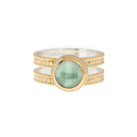Green Quartz Double Band Ring