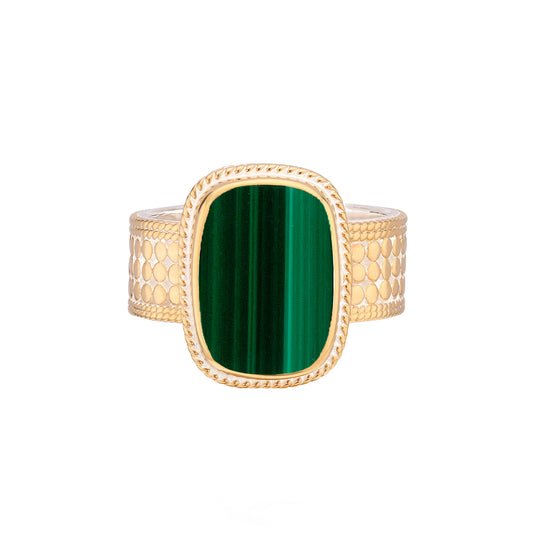 Malachite Cushion Ring