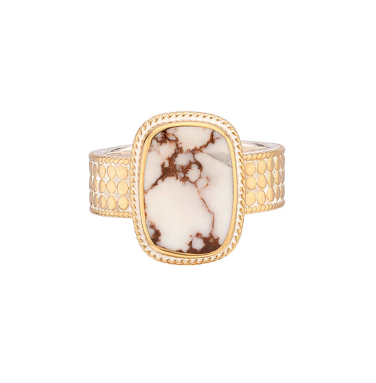 White Buffalo Cushion Ring