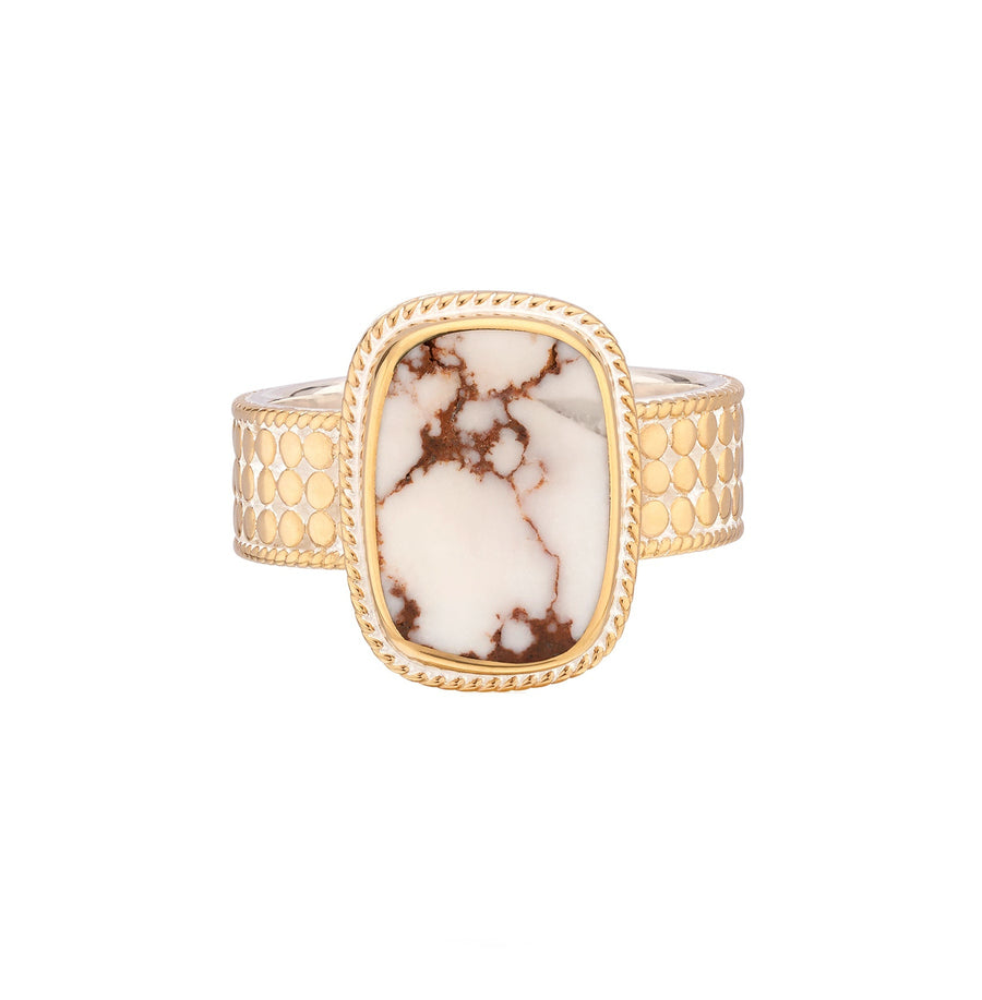 White Buffalo Cushion Ring