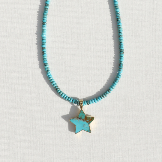 Turquoise Beads x Turquoise Star Necklace