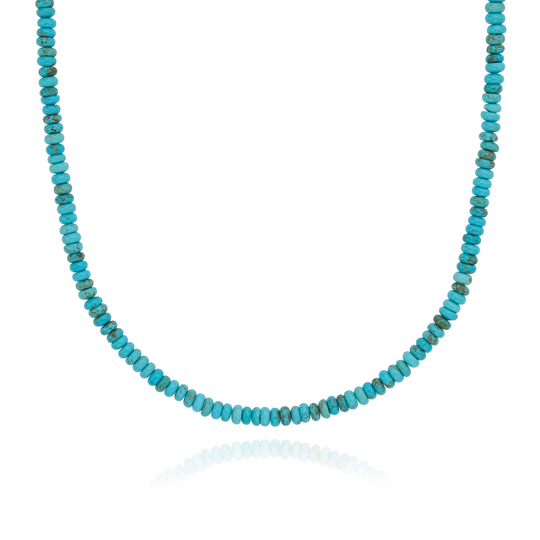 Turquoise Beaded Necklace - Silver