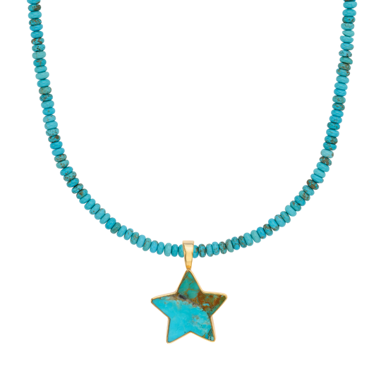 Turquoise Beads x Turquoise Star Necklace