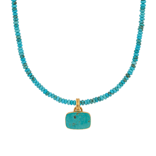 Turquoise Beads & Turquoise Cushion Removable Pendant