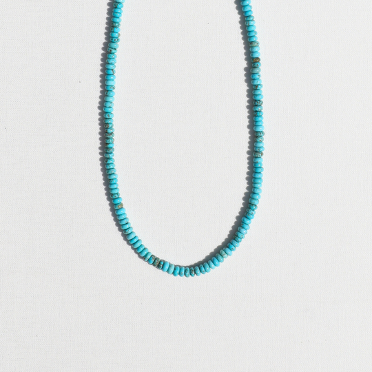 Turquoise Beaded Necklace - Gold