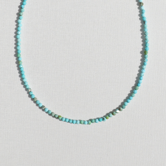Mini Turquoise Beaded Necklace - Gold