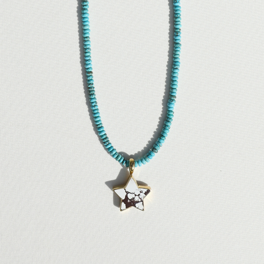 Turquoise Beads x White Buffalo Star Necklace