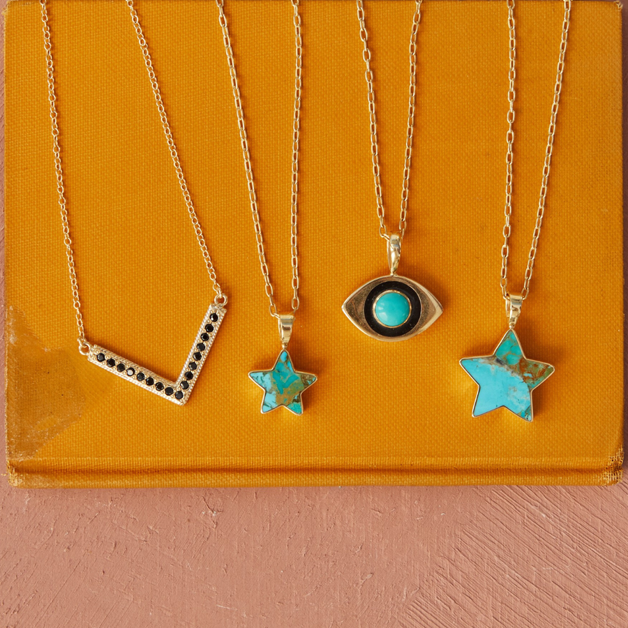 Black Onyx Pavé V Necklace