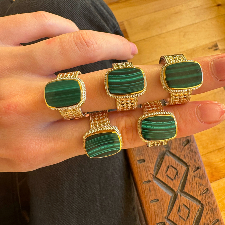 Malachite Cushion Ring