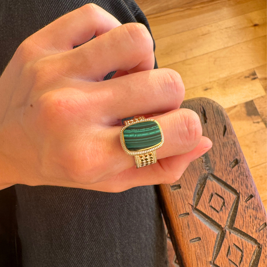 Malachite Cushion Ring